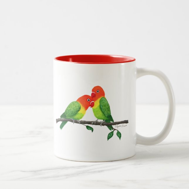 Lovebirds Inspirative Tasse, 11 oz Zweifarbige Tasse (Rechts)