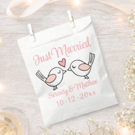 Lovebirds Just Married Pink Love Birds Hochzeit Geschenktütchen