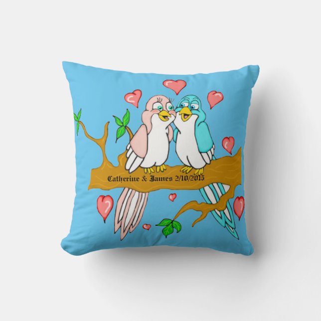 Lovebirds Kissen (Vorderseite)