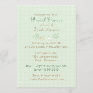 Lovebirds Mint Wedding Brautparty Einladung