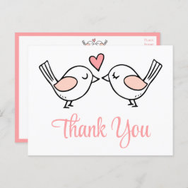 Lovebirds Niedlich Love Birds Pink Wedding Danke Postkarte