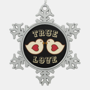 Lovebirds-Ornament Schneeflocken Zinn-Ornament