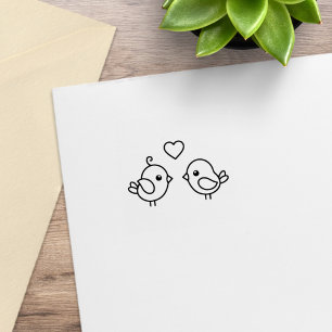 Lovebirds - Paare von Vögeln Niedlichen Cartoon Gummistempel