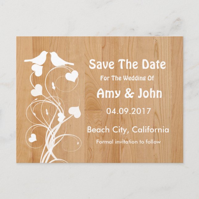 Lovebirds personalisierte Hochzeit speichern Sie d Ankündigungspostkarte (Vorderseite)