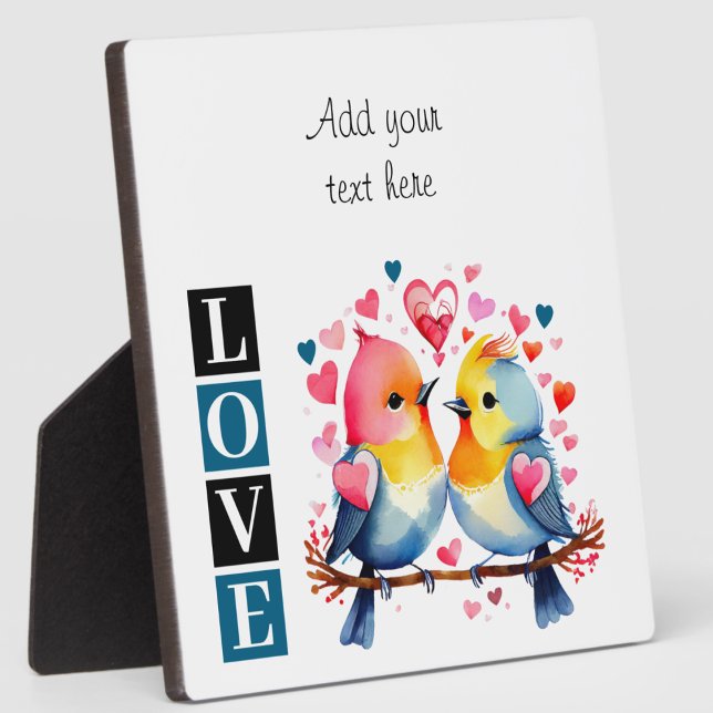 Lovebirds romantic custom text valentine blue fotoplatte (Von Creator hochgeladen)