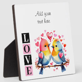 Lovebirds romantic custom text valentine pink fotoplatte