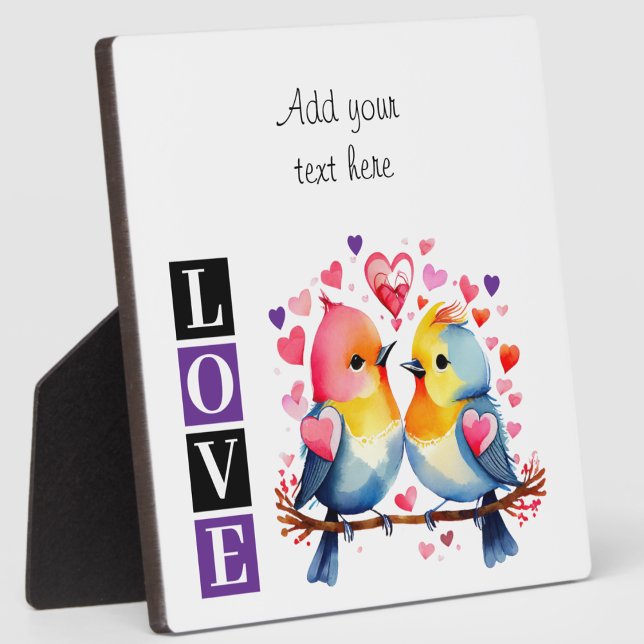 Lovebirds romantic custom text valentine purple fotoplatte (Von Creator hochgeladen)
