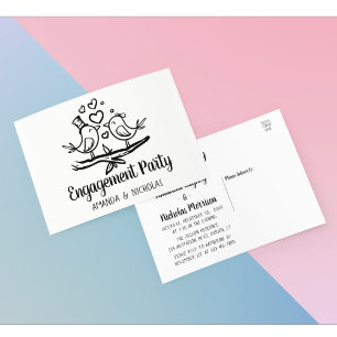 Lovebirds Schwarz-weiße Hochzeitspartnerschaft Einladungspostkarte