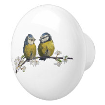 Lovebirds sitzen auf einem Kirschblütenzweig weiß