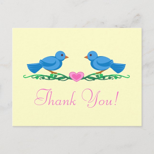 Lovebirds Thankyou Note Postkarten (Vorderseite)