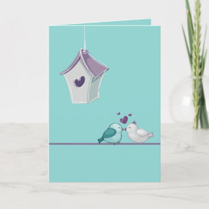 Lovebirds und Birdhouse Feiertagskarte