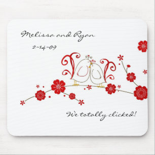 Lovebirds und Kirschblüten Mousepad