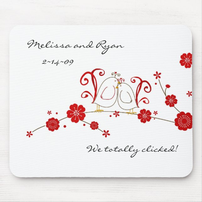 Lovebirds und Kirschblüten Mousepad (Vorne)