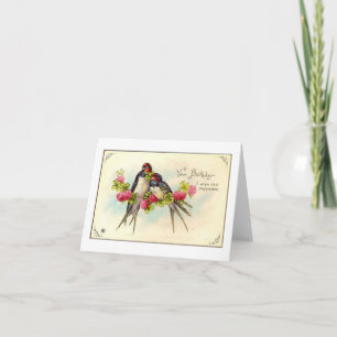 Lovebirds-Vintage Geburtstags-Karte Karte