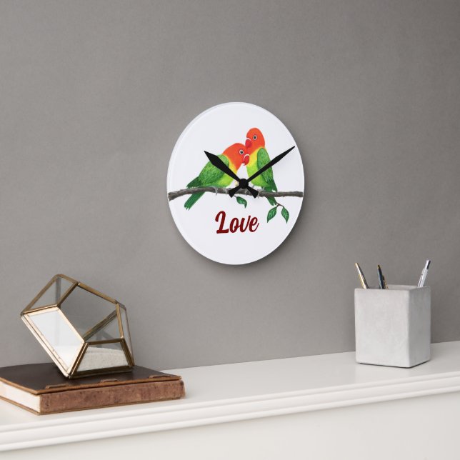 Lovebirds Wall Clock Runde Wanduhr (Büro)