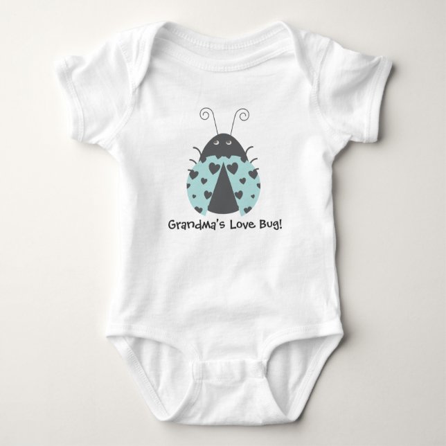 Lovebug aquamarin baby strampler (Vorderseite)