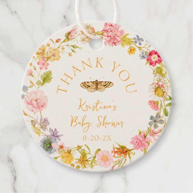 Lovebug Vintage Wildblume Kinderdusche Geschenkanhänger (Vorderseite)