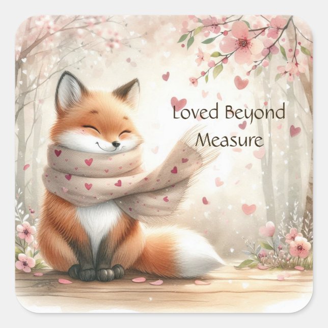 Loved Beyond Measure Whimsical Fox Sticker (Vorderseite)