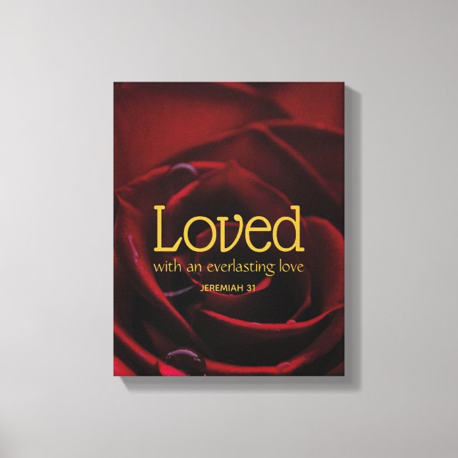 LOVED Christlich Valentine's Rote Rose Leinwanddruck (Vorderseite)