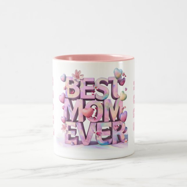 *~ Loved Hugs Mother Day Hearts 3-D Blume AP72 Zweifarbige Tasse (Mittel)