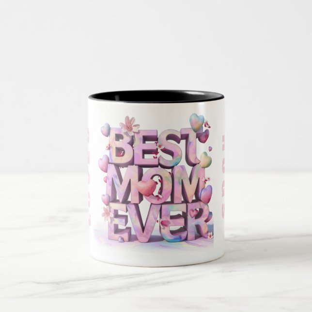 *~ Loved Hugs Mother Day Hearts 3D Blume AP72 Zweifarbige Tasse (Mittel)