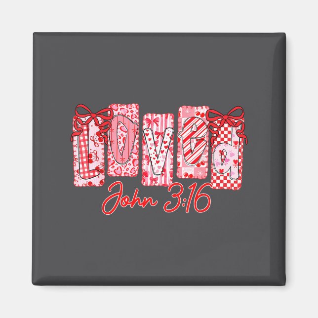 Loved John 3 16 Christian Loves Valentine's Day Go Magnet (Vorne)
