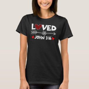 Loved John 3 16 Valentinstag Heart Buffalo Kariert T-Shirt