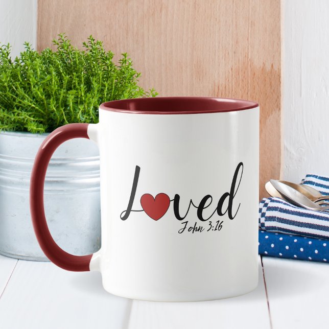 Loved John 3:16 Zwei-Töne Christlich Tasse (Loved John 3:16 Two-Toned Christian Mug)