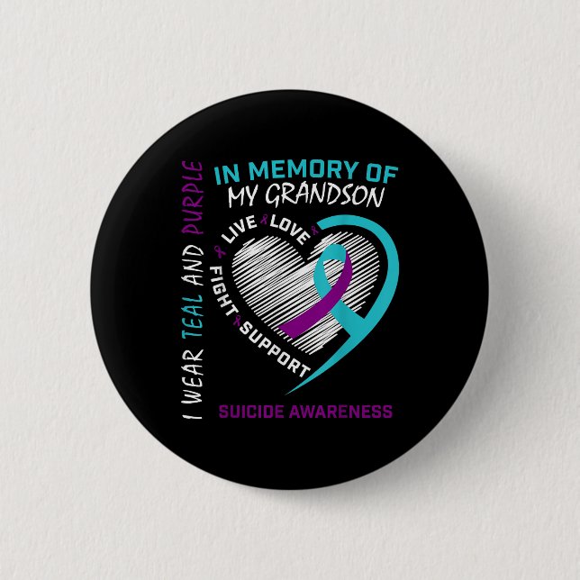 Loved One In Memory Of Grandson Suicide Awareness  Button (Vorderseite)