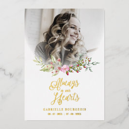 Loved One Woman In Memoriam Funeral Pink Wreath Folieneinladung