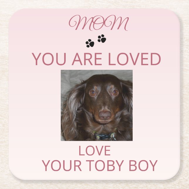 Loved Pet Photo Mom Keepsake Rechteckiger Pappuntersetzer (Vorderseite)