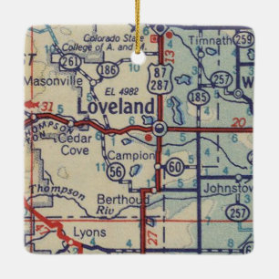 Loveland CO Vintag Map Keramikornament