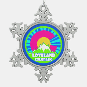 Loveland Colorado Neonberge Schneeflocken Zinn-Ornament