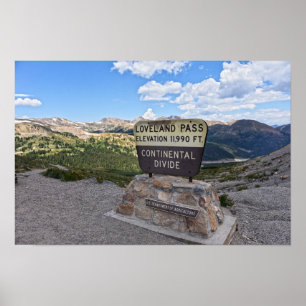 Loveland Pass Schild, Colorado Poster