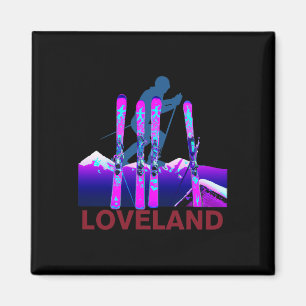 Loveland Skifahren Und Snowboarden Retro 90er Love Magnet