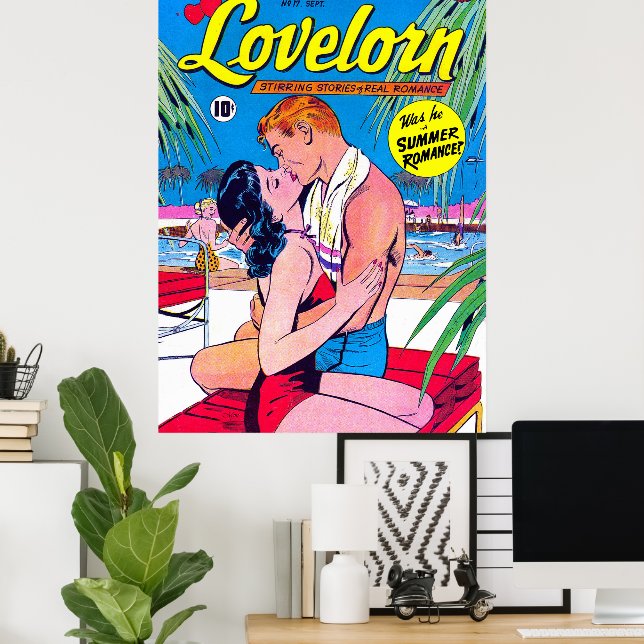 Lovelorn My Summer Romance Vintage Comicen Poster (Heimbüro)