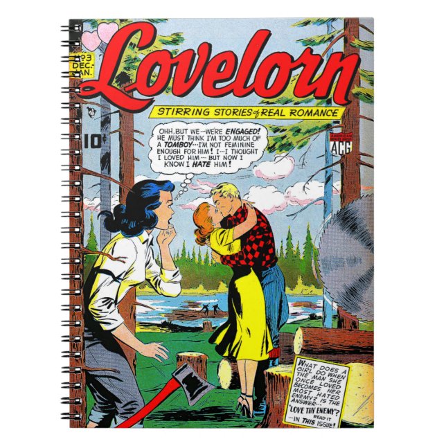 Lovelorn Veryal Romance Vintage Comicen Notizblock (Vorderseite)