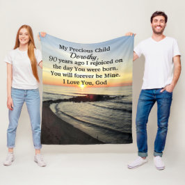 LOVELY 90. BIRTHDAY PERSONALISIERT SUNRISE FLEECEDECKE