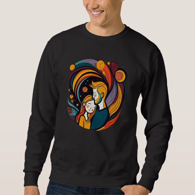 Lovely And Nice Colorful Illustration Of Father An Sweatshirt (Vorderseite)