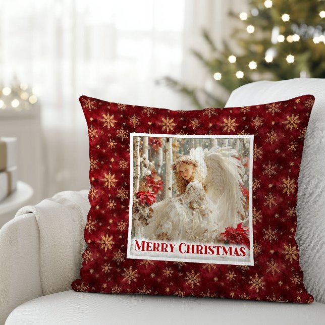 Lovely Angel Poinsettia Red Gold Holiday Christmas Kissen (Lovely Angel Poinsettia Red Gold Holiday Christmas Pillow

)