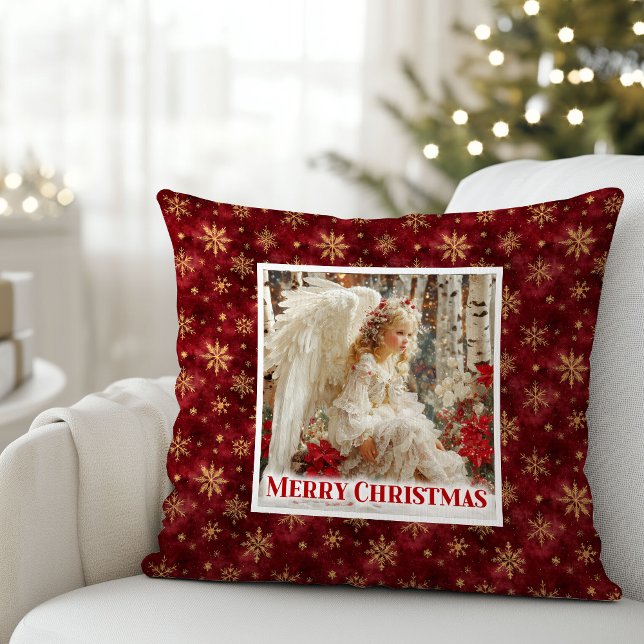 Lovely Angelic Floral Christmas Gift Pillow Kissen (Lovely Angelic Floral Christmas Gift Pillow)