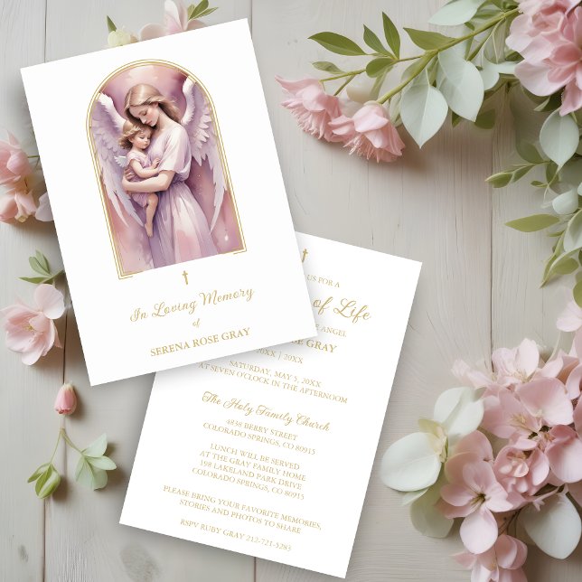 Lovely Arch Angel Guardian with Baby Funeral Einladung (Lovely Arch Effect Angel Guardian with Baby Funeral Invitation Card. )