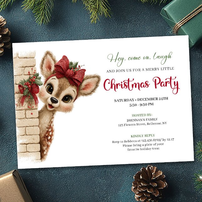 Lovely baby fawn editable Christmas party invite Einladung (Lovely baby fawn editable Christmas party invite)