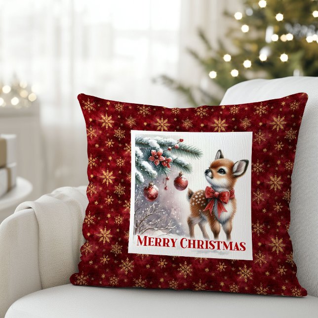 Lovely Baby Fawn Winter Scene Kids Room Decor Xmas Kissen (Lovely Baby Fawn Winter Scene Kids Room Decor Christmas Pillow

)