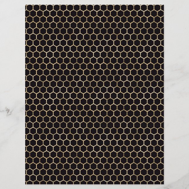 Lovely Bee Gold Honeycomb Scrapbook Paper Sheet (Vorderseite)