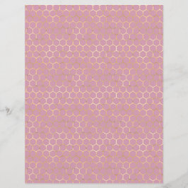 Lovely Bee Pink Honeycomb Scrapbook Paper Sheet