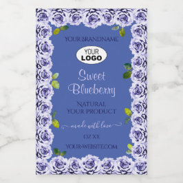 Lovely Blue Product Package Labels Niedliche Rose  Lebensmitteletikett