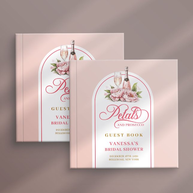 Lovely blush and gold petals prosecco guest book gästebuch (Lovely blush and gold petals prosecco guest book)