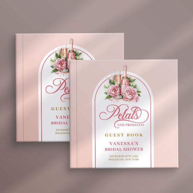 Lovely blush and gold petals prosecco guest book gästebuch (Lovely blush and gold petals prosecco guest book)