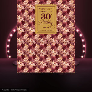 Lovely Blush Burgundy Gold 30. Geburtstagsband Wandteppich